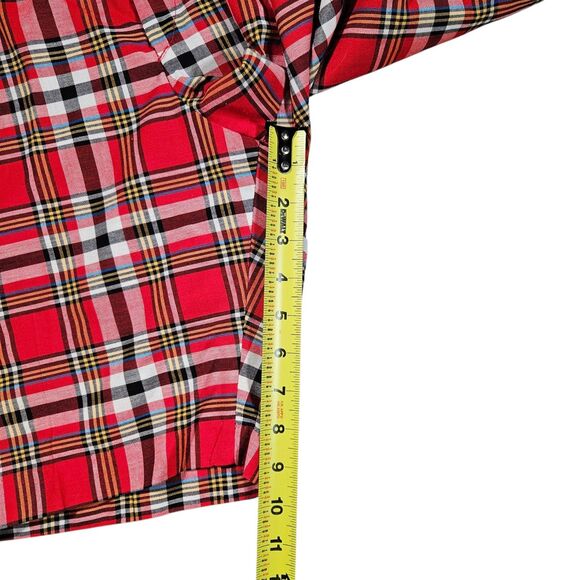 1970s Levi's Sta-Prest Shorts Size 35 X 9 Red Plaid Chino Golf Casual Vintage - Picture 7 of 11